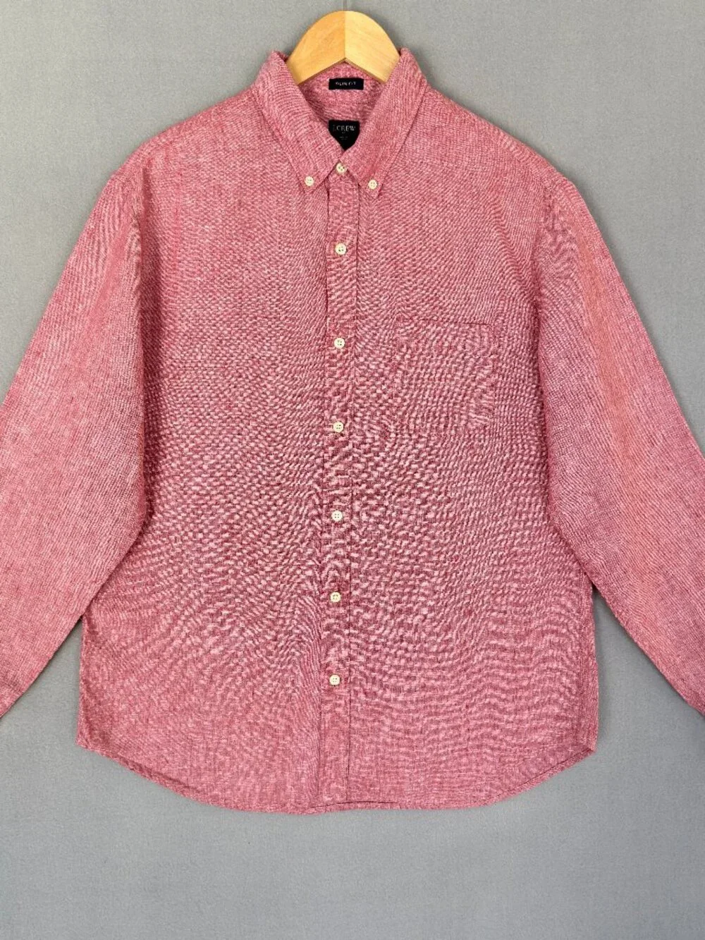 J.Crew Shirt Mens Large Red Slim Fit Baird McNutt Irish Linen Long Sleeve